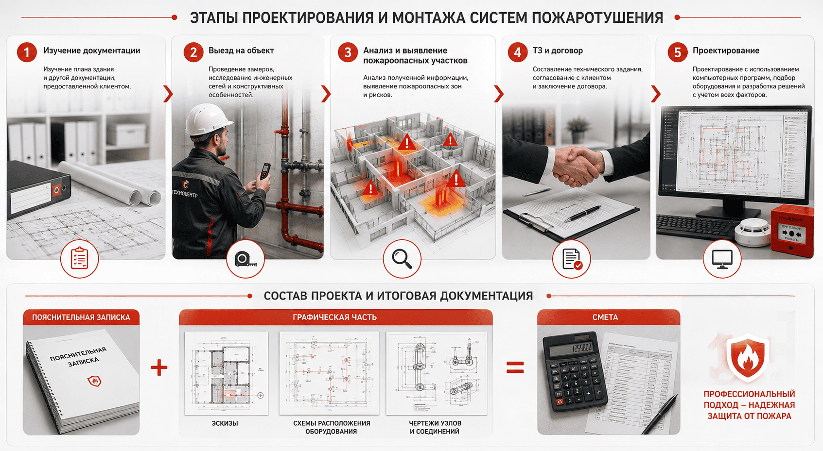 Этапы проектирования и монтажа систем пожаротушения