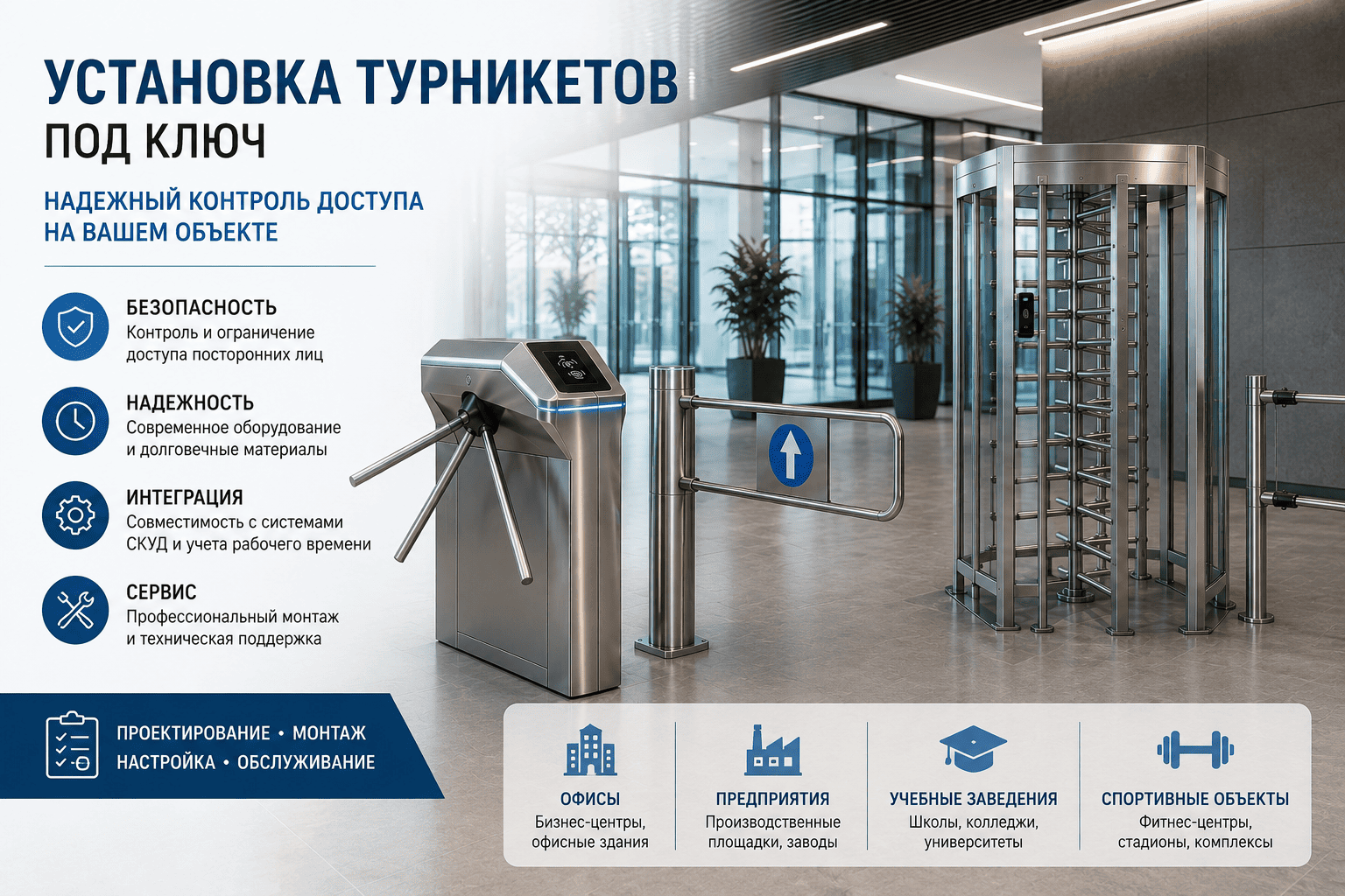 Установка систем контроля доступа и турникетов